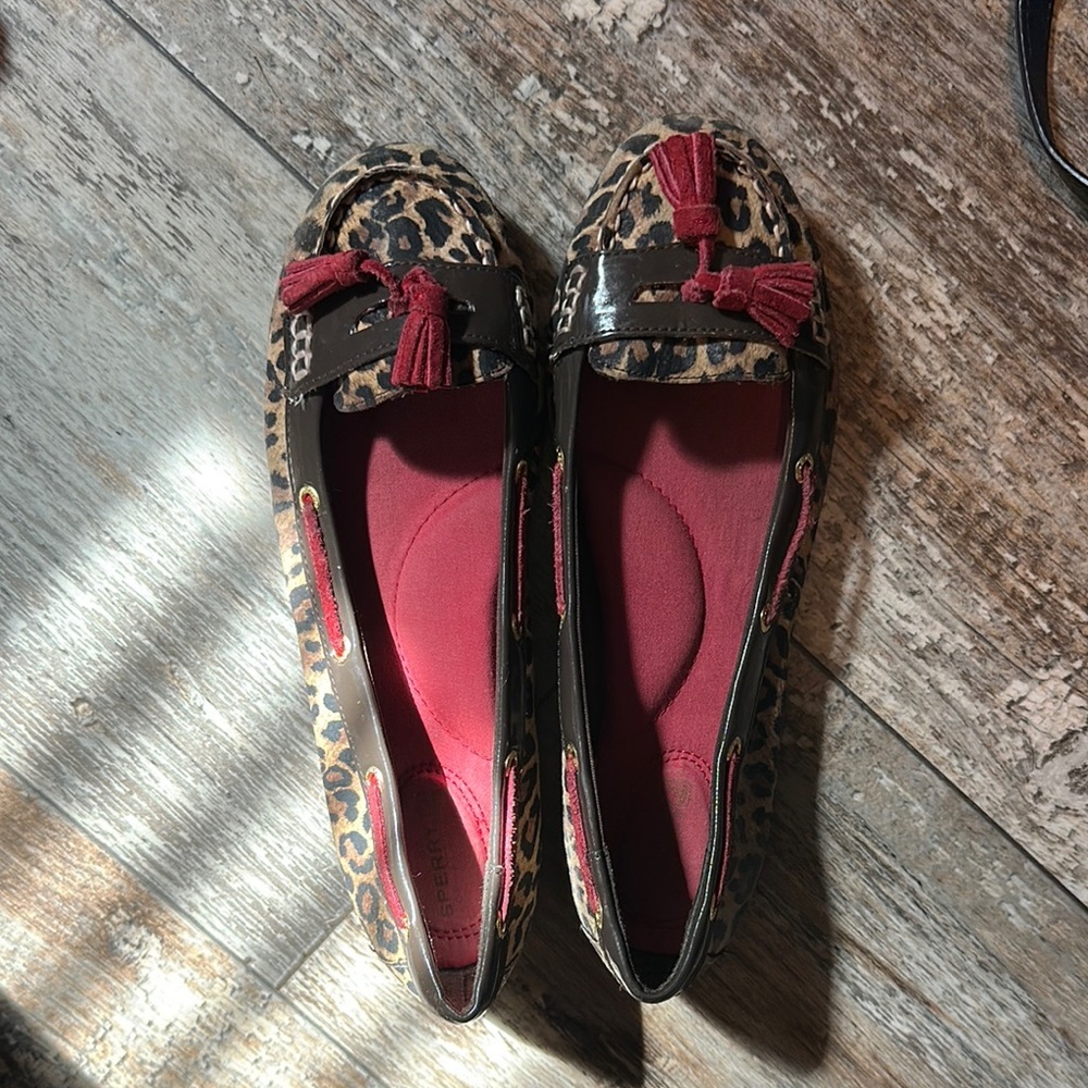 Sperry Top-Sider Laurel Dark Brown Leopard Women's Boat Shoes - Size 7.5